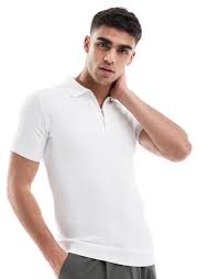 White-Slim-Fit-Textured-Taped-Polo River Island’s Must-Have Pieces for Effortless Style